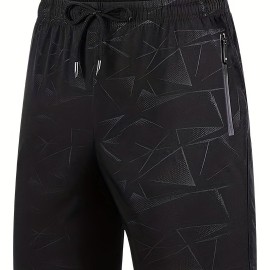 Men's Breathable Shorts With Pockets, Summer Rapid Dry Drawstring Sports Shorts For Running, Fitness, Training