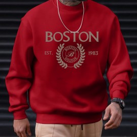 Men's Pullover Round Neck Long Sleeve Sweatshirt Letter 