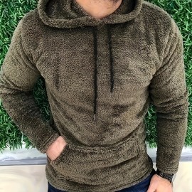 Cool Warm Fluffy Hoodies For Men, Men's Casual Snuddie Pullover Hooded Sweatshirt With Kangaroo Pocket Streetwear For Winter Fall, As Gifts